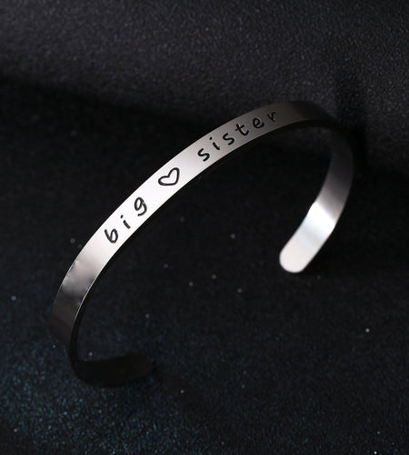 Big Sis Middle Sis Little Sis Sister Cuff Bangle Bracelet Family Friend Gift for Women Girls