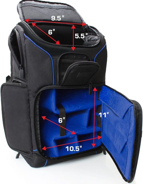 Load image into Gallery viewer, DSLR Camera Backpack Case - 15.6 Inch Laptop Compartment, Padded Custom Dividers, Tripod Holder, Rain Cover, Long-Lasting Durability and Storage Pockets - Compatible with Many Dslrs (Blue)
