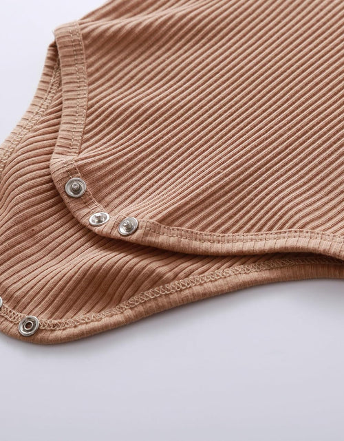 Load image into Gallery viewer, Newborn Baby Boy Girl Clothes Ribbed Knitted Cotton Long Sleeve Romper Long Pants Solid Color Fall Winter Outfits
