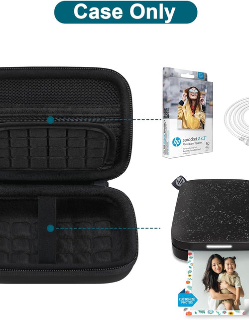 Load image into Gallery viewer, Hard Case for HP Sprocket Portable 2X3 Instant Photo Printer, Kodak Step Wireless Mobile Photo Printer, Lifeprint 2X3 Photo Printer, Zipper Mesh Bag Fits Photo Paper Cable, Black+Black
