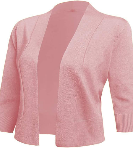 Women'S 3/4 Sleeve Cropped Cardigans Sweaters Jackets Open Front Short Shrugs for Dresses