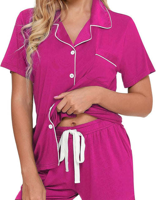 Load image into Gallery viewer, Womens Pajamas Set Short Sleeve Sleepwear Button down Nightwear Shorts Soft Pj Sets S-XXL
