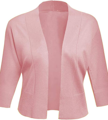 Women'S 3/4 Sleeve Cropped Cardigans Sweaters Jackets Open Front Short Shrugs for Dresses