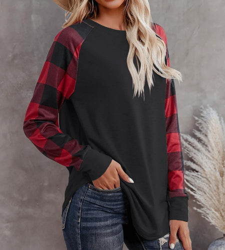 Womens Long Sleeve Shirts Crew Neck Pullover Sweatshirt Pattern Raglan Casual Tunic Tops