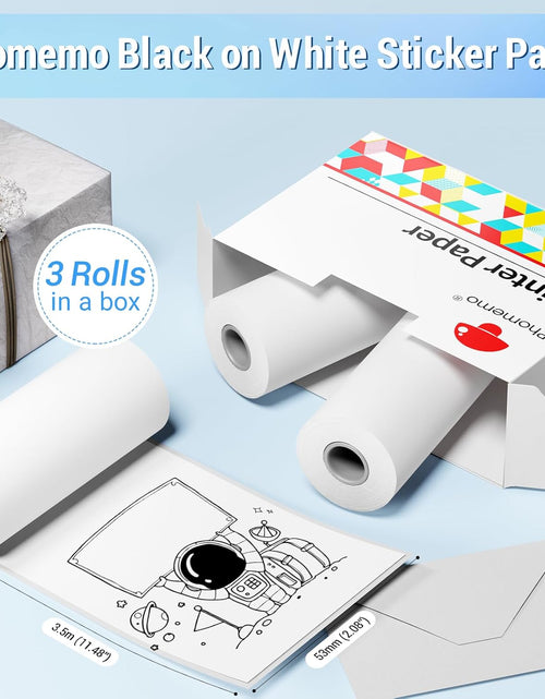 Load image into Gallery viewer, White Self-Adhesive Thermal Paper, Glossy Printable Sticker Paper for  M02/M02 Pro/M02S/M03 Pocket Mobile Printer, Black on White, 50Mm X 3.5M, Diameter 30Mm, 3-Rolls
