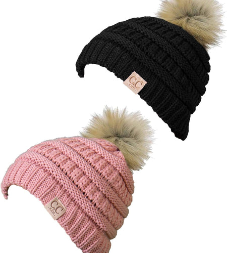 Toddler Pom Beanie – Kids Winter Hat for Ages 1–4, Baby Boy & Girl Knit Beanies, Warm Cozy Knit Snow Hats