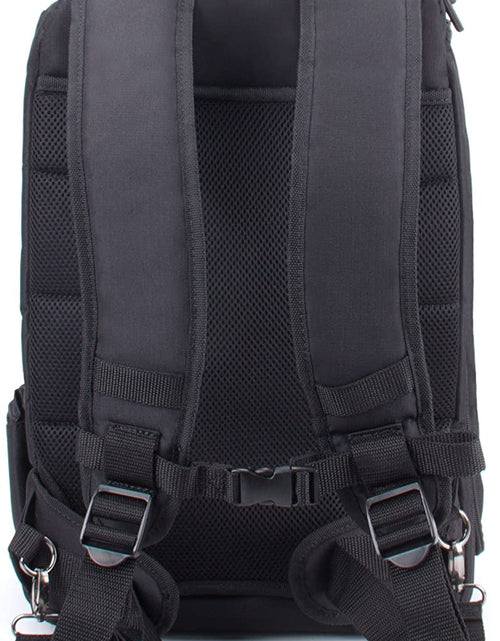Load image into Gallery viewer, DSLR Camera Backpack Case - 15.6 Inch Laptop Compartment, Padded Custom Dividers, Tripod Holder, Rain Cover, Long-Lasting Durability and Storage Pockets - Compatible with Many Dslrs (Blue)
