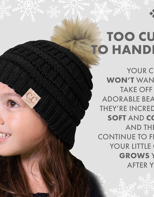 Load image into Gallery viewer, Toddler Pom Beanie – Kids Winter Hat for Ages 1–4, Baby Boy &amp; Girl Knit Beanies, Warm Cozy Knit Snow Hats
