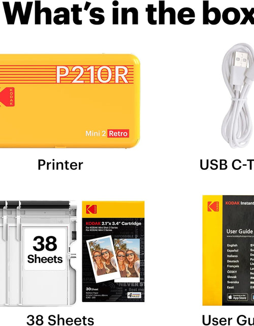 Load image into Gallery viewer, Mini 2 Retro 2X3 Portable Photo Printer, 38 Sheets, Bluetooth Smartphone Printer for Iphone &amp; Android, Instant Color Prints, 4PASS Dye Sublimation, White

