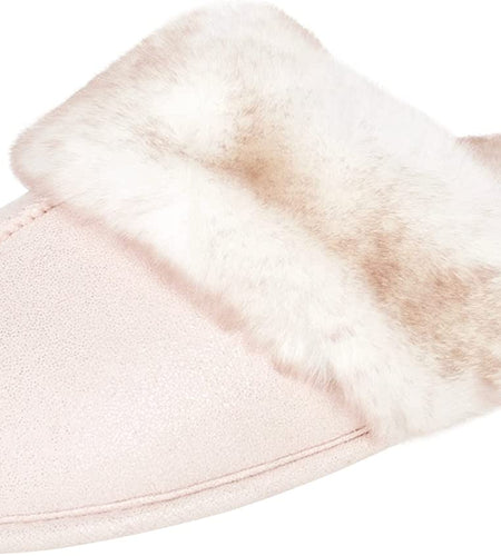 Women'S Comfy Faux Fur House Slipper Scuff Memory Foam Slip on Anti-Skid Sole